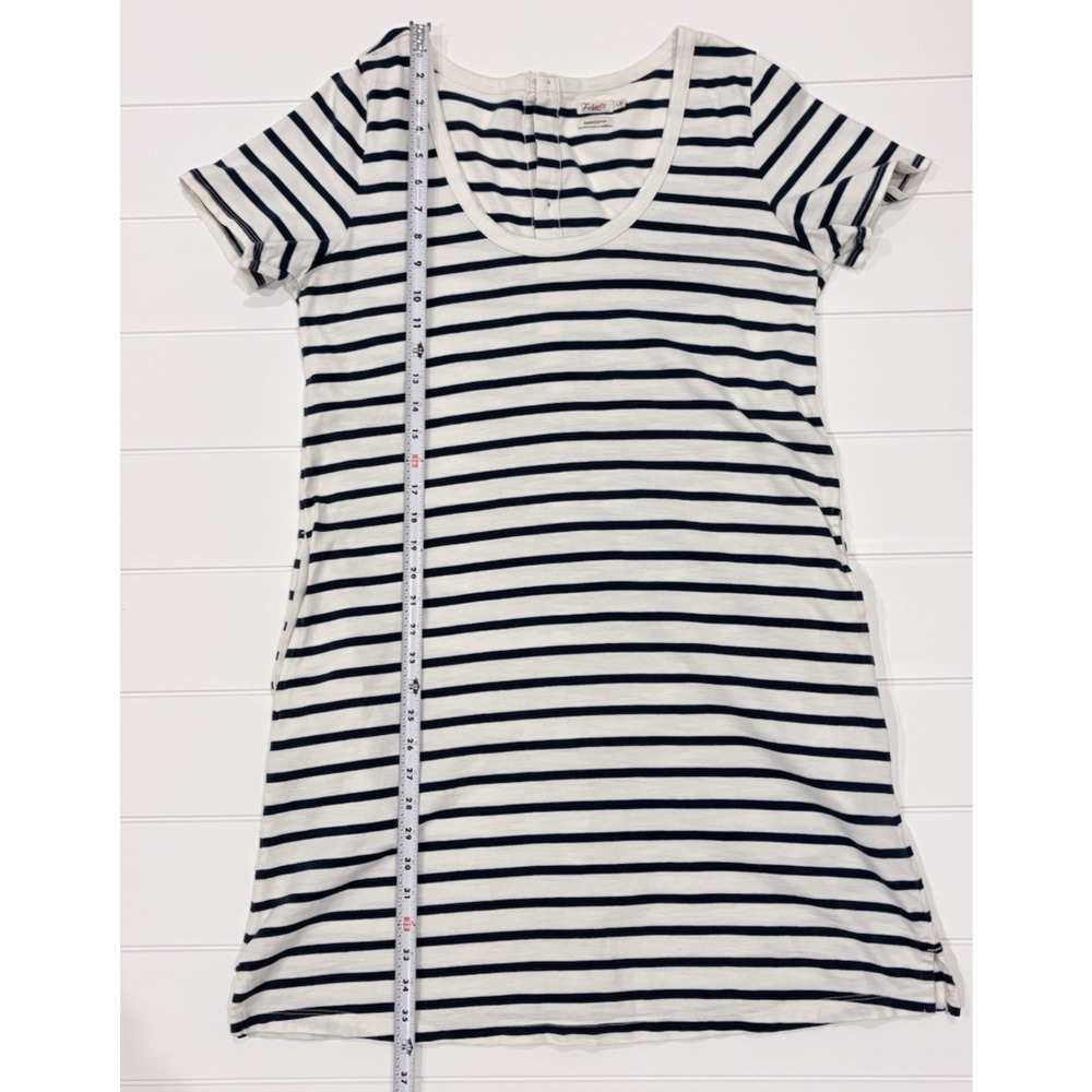 Faherty Merritt T-Shirt Dress Amagansett Stripe Organic Cotton Button Back L - Picture 15 of 16